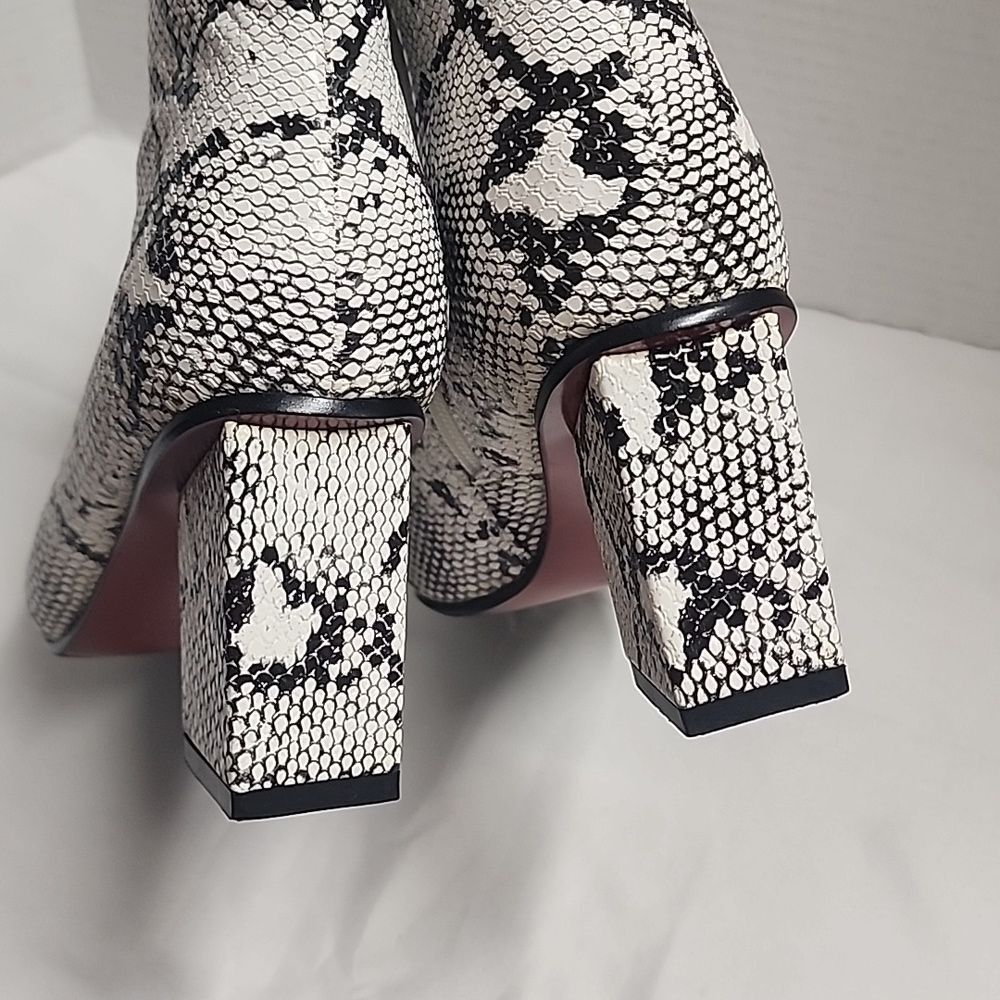 Wetkiss Snakeprint Pointed Toe Block Heel Boots S… - image 7